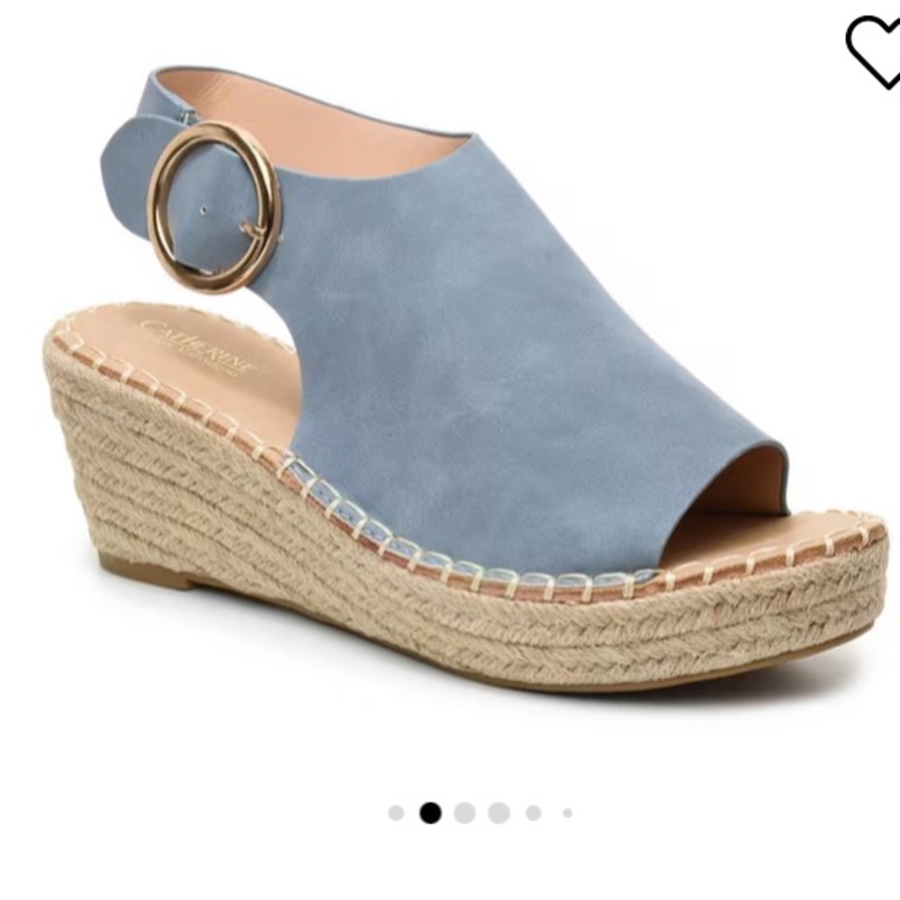 NWOT Catherine Malandrino Blue denim Espadrille Wedges size 9.5